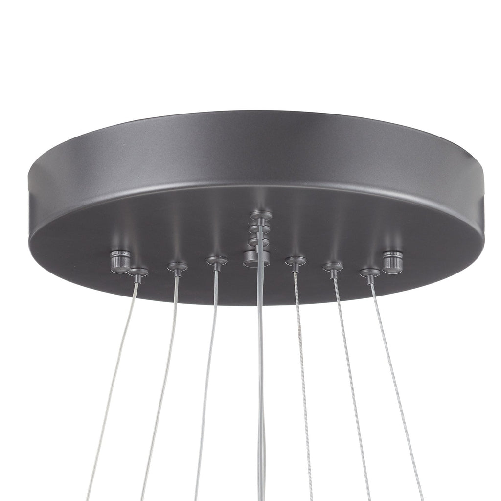 LED pendellampe Trinity 3 ringer aluminium sølv Ø70 cm lysdetalj