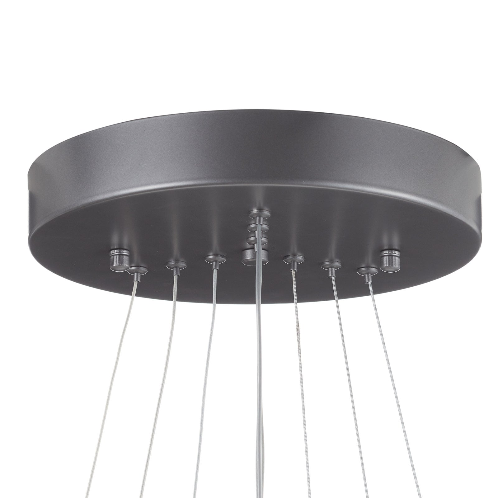 LED pendellampe Trinity 3 ringer aluminium sølv Ø70 cm lysdetalj