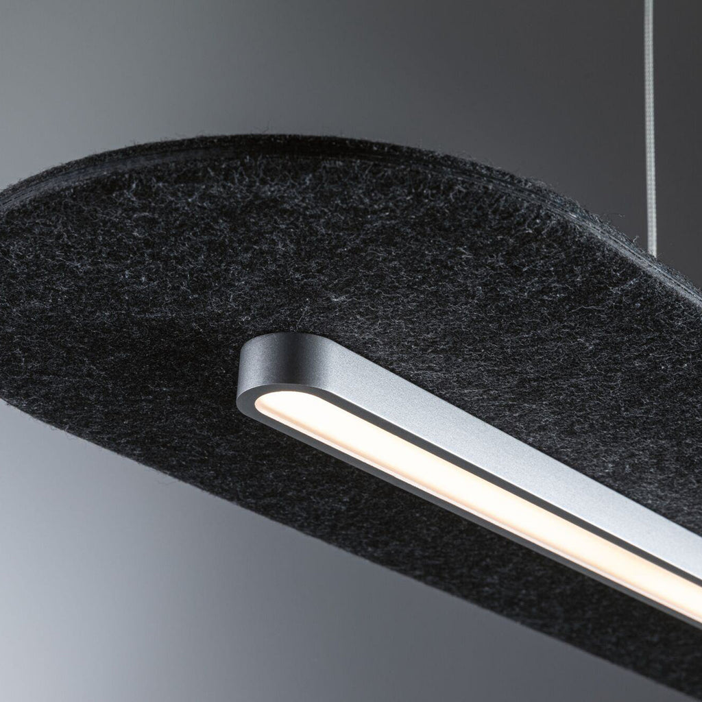 Montert LED pendellampe Tulga filt antrasitt dimbar 90 cm i rom
