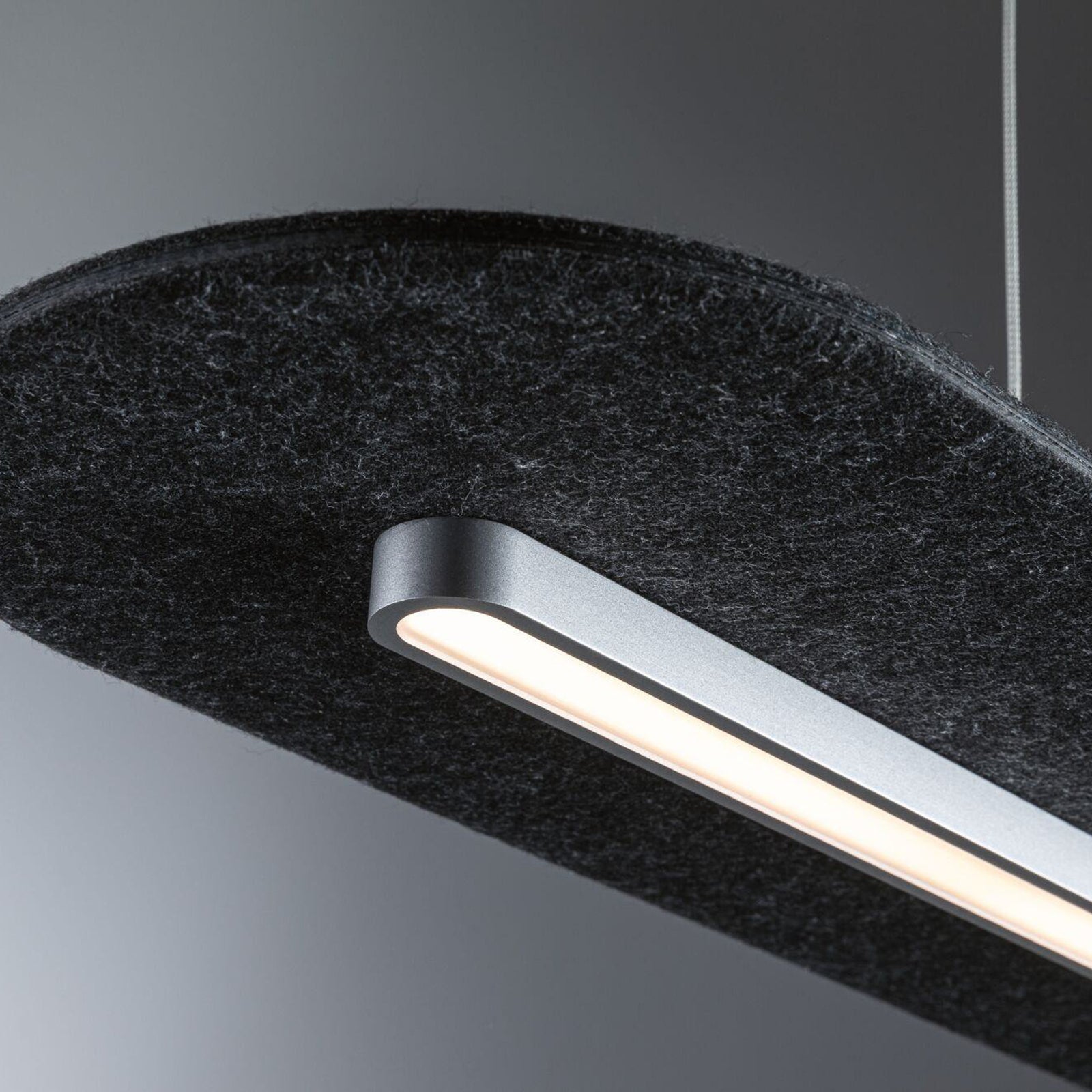 Montert LED pendellampe Tulga filt antrasitt dimbar 90 cm i rom