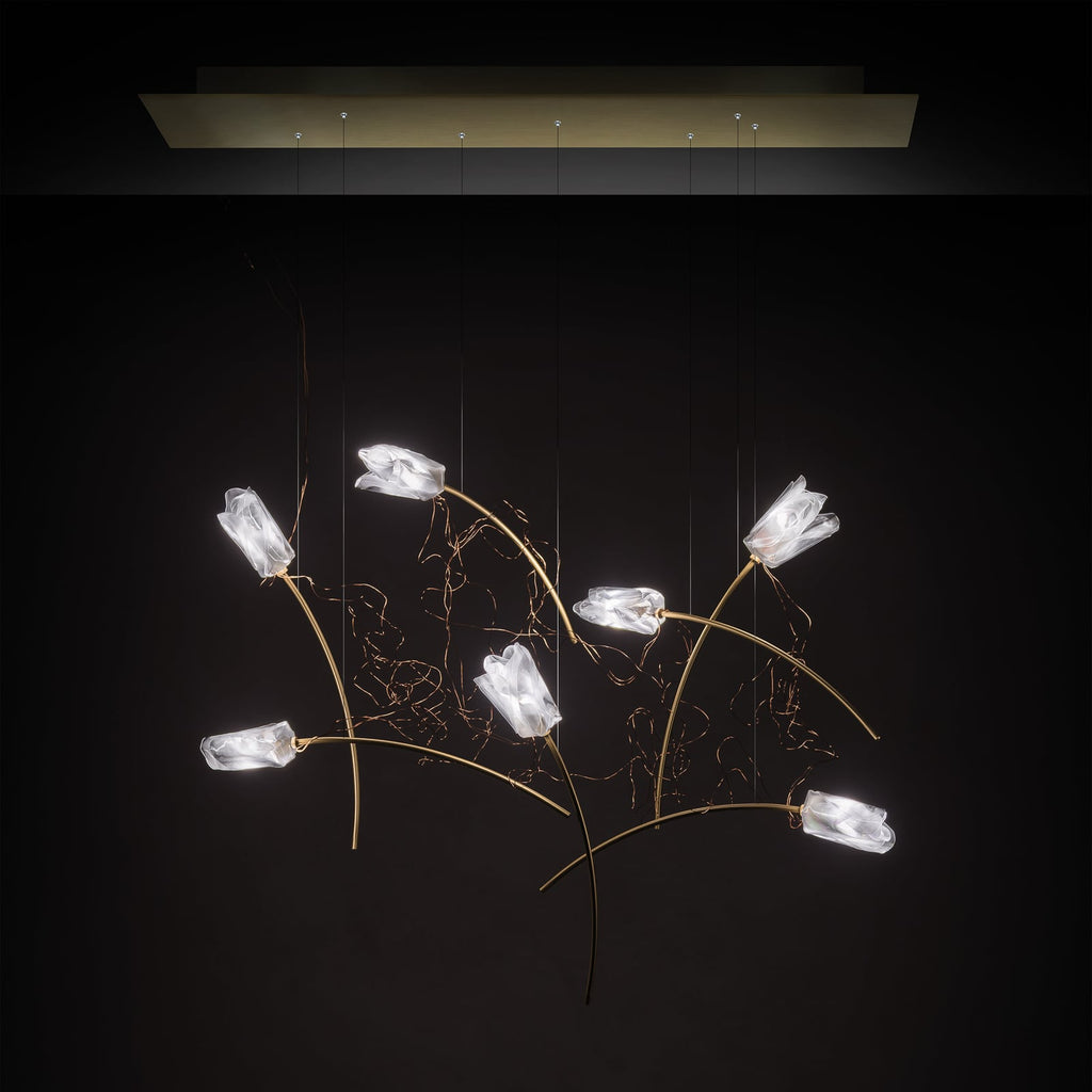 LED pendellampe Tulip 7-lys floralt design bakside