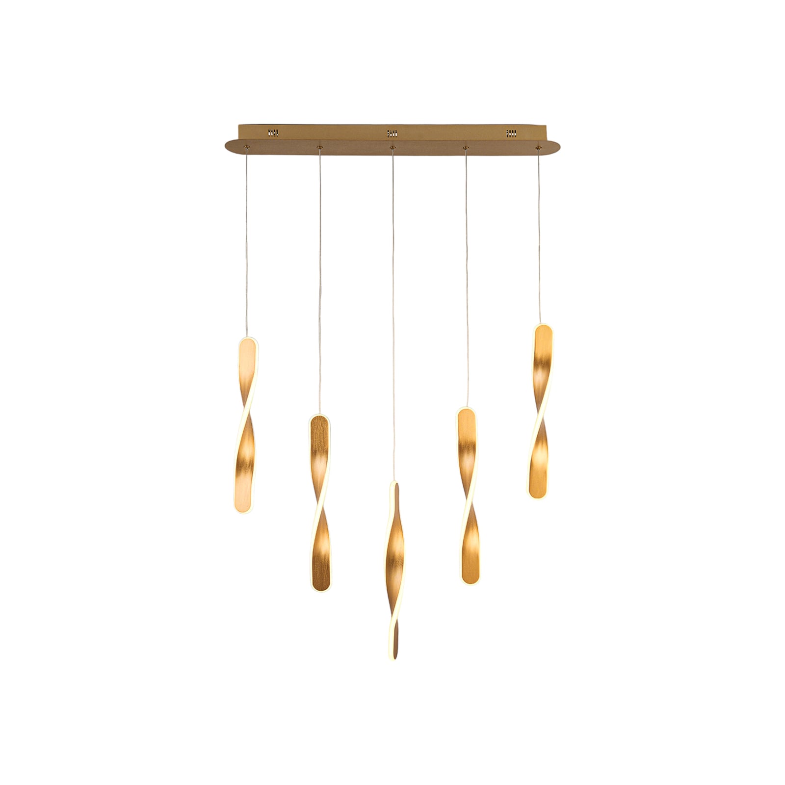 LED pendellampe Twist 5-lys aluminium gull detalj