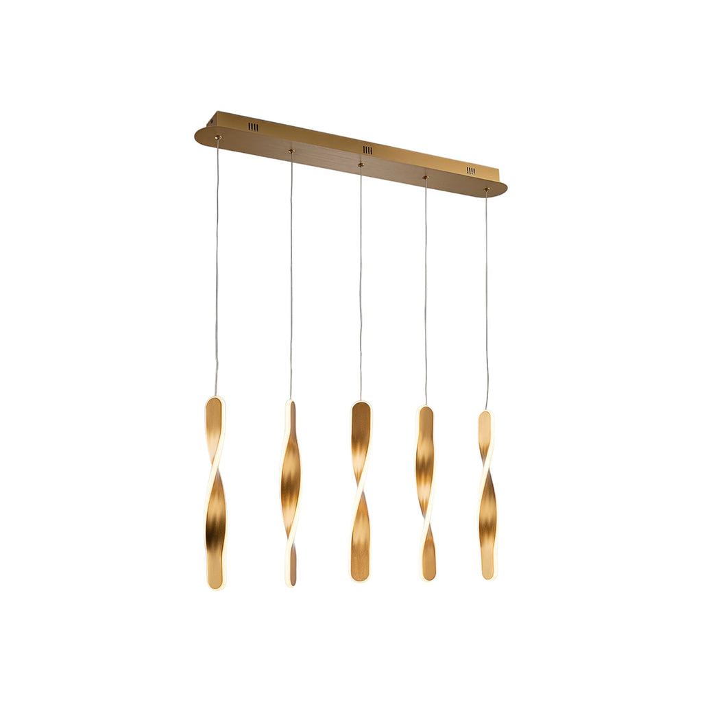 LED pendellampe Twist 5-lys aluminium gull montert
