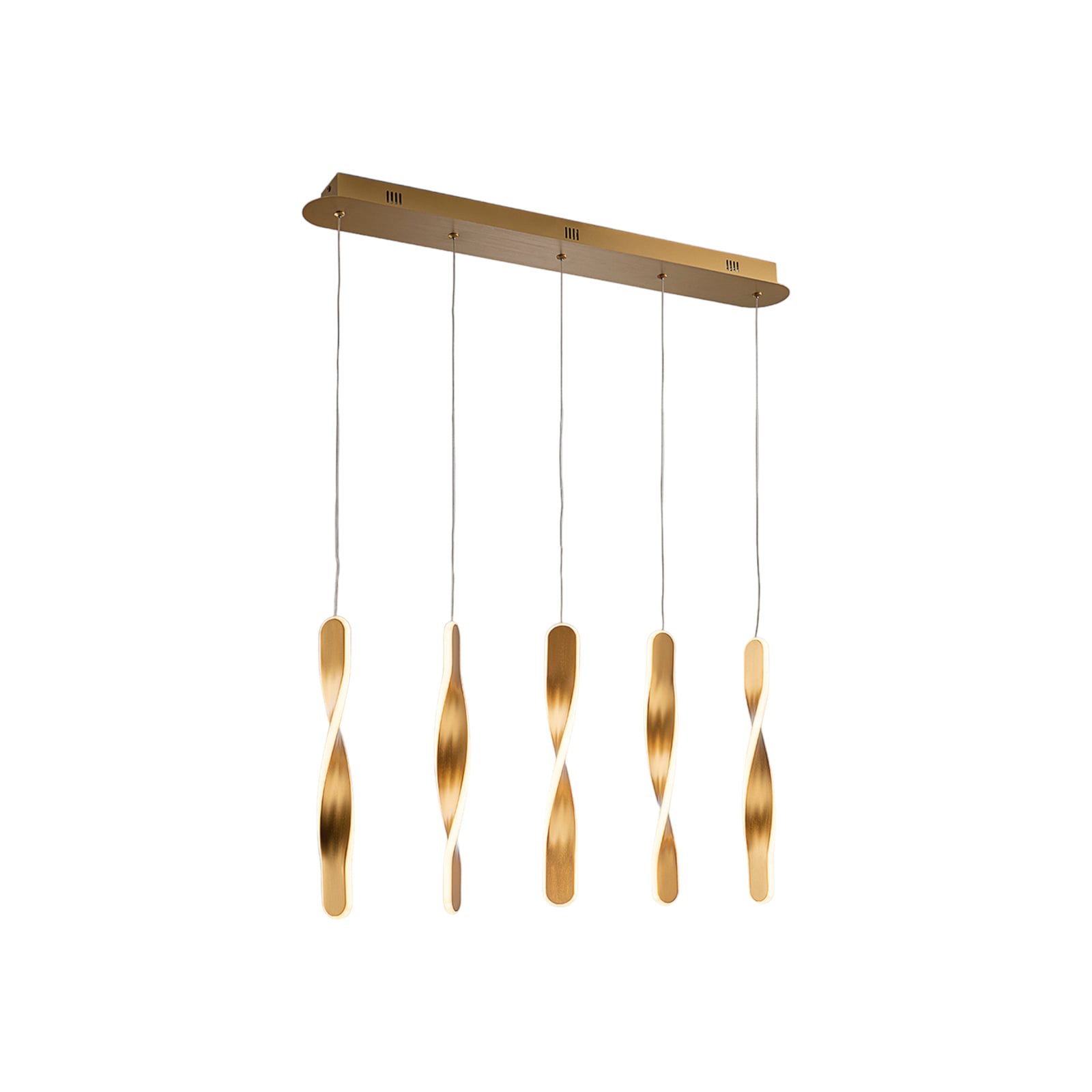 LED pendellampe Twist 5-lys aluminium gull montert