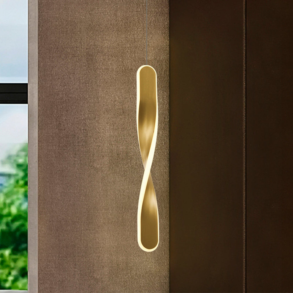 LED pendellampe Twist gullfaget metall forfra