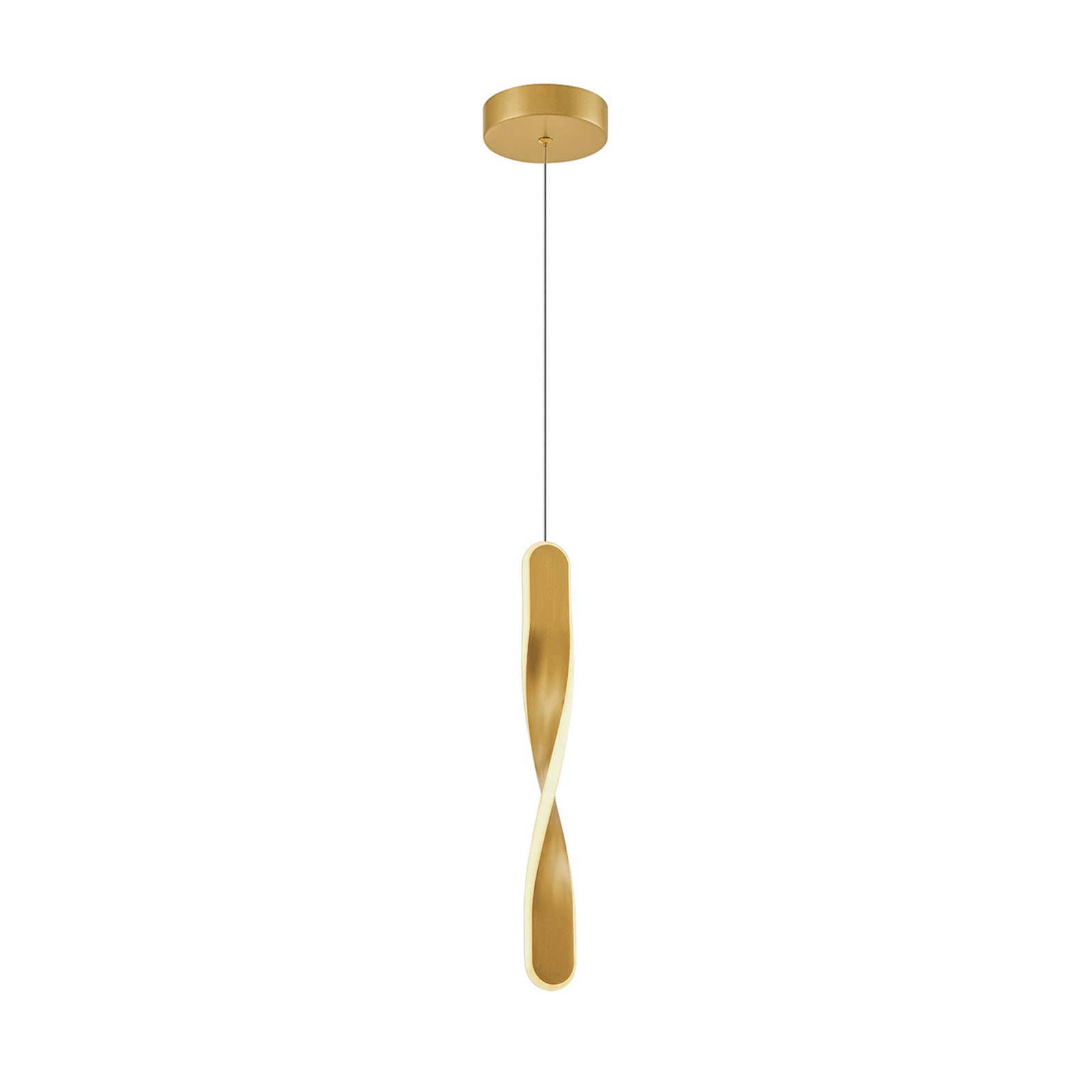 LED pendellampe Twist gullfaget metall montert i rom
