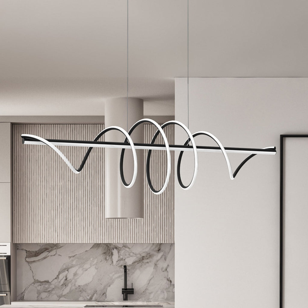 LED pendellampe Twist svart plast 90W 110 cm forfra