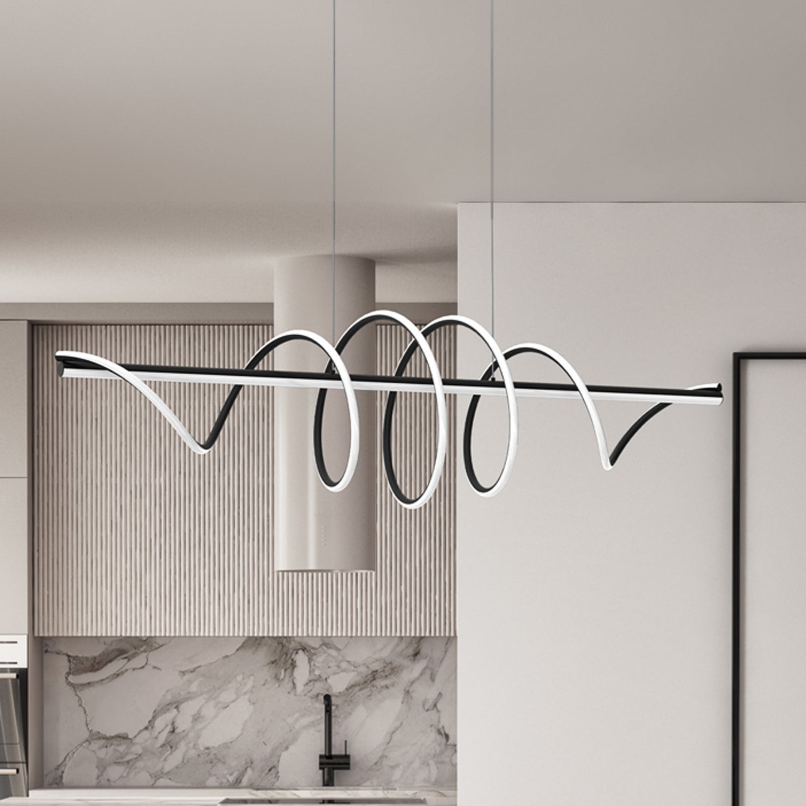 LED pendellampe Twist svart plast 90W 110 cm forfra