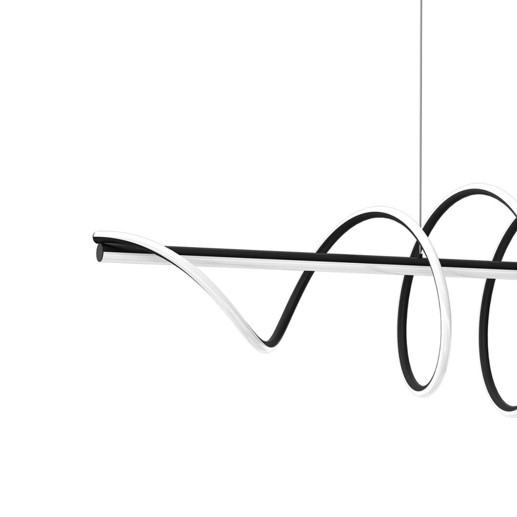 Nærbilde av LED pendellampe Twist svart plast 90W 110 cm montert
