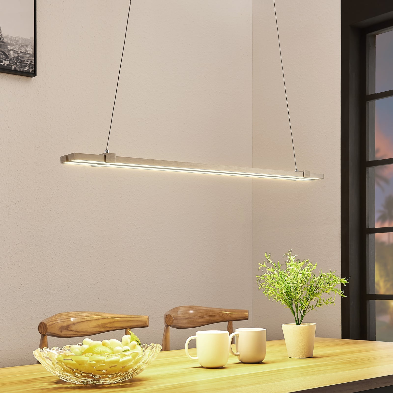 LED pendellampe Tymon smal uttrekkbar 100-140 cm dimbar forfra