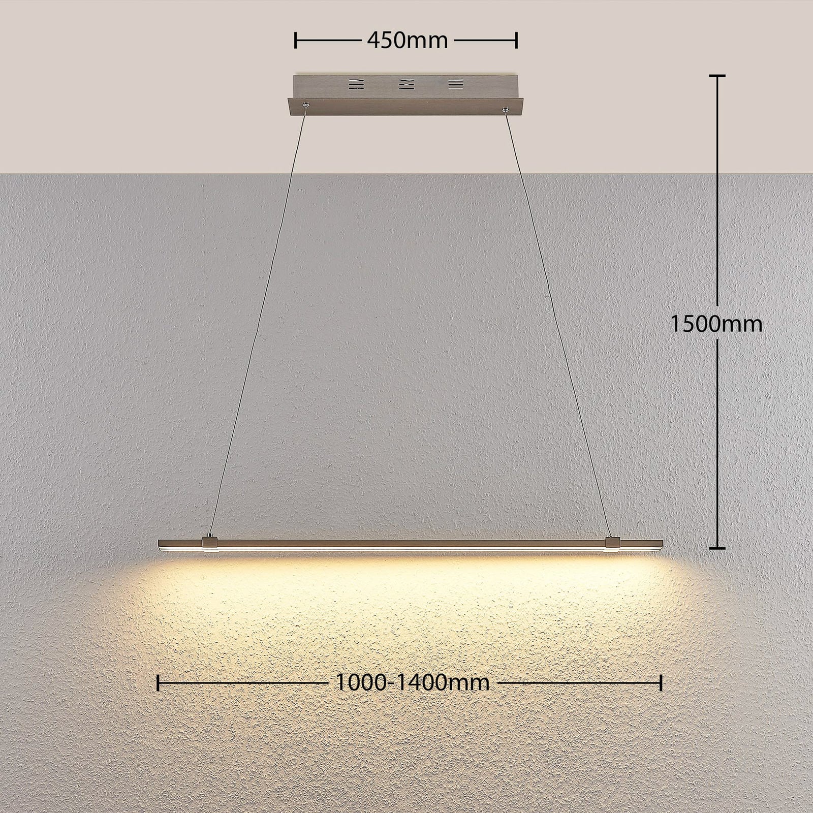 LED pendellampe Tymon smal uttrekkbar 100-140 cm dimbar detalj