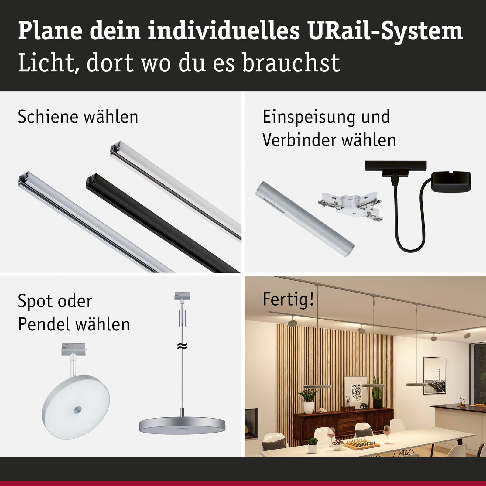 LED pendellampe URail Hildor dimbar krom Ø31 cm 15W oppheng