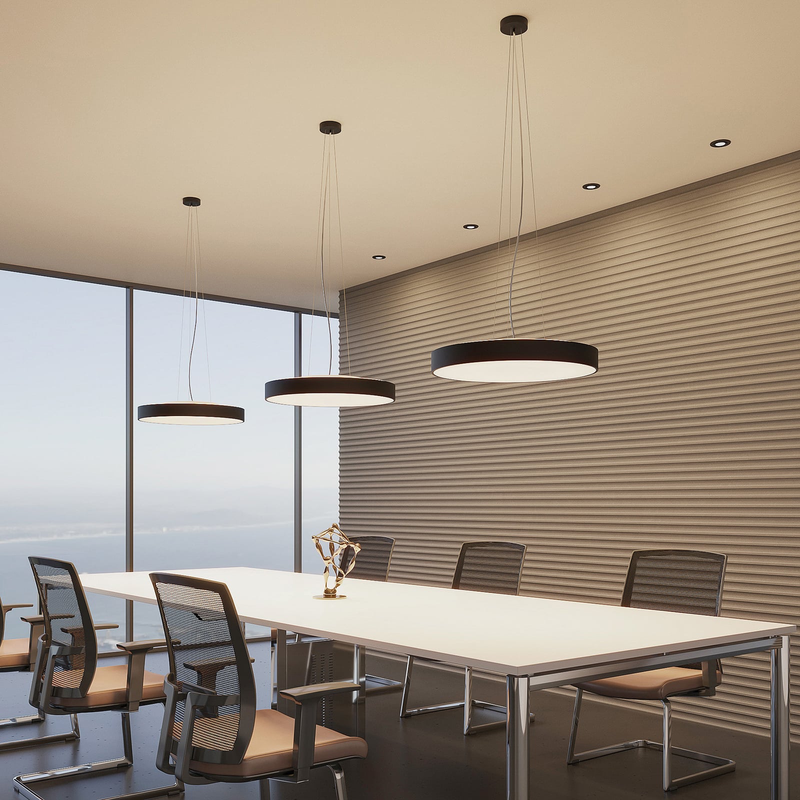 LED pendellampe Vanida svart Ø60 cm forfra
