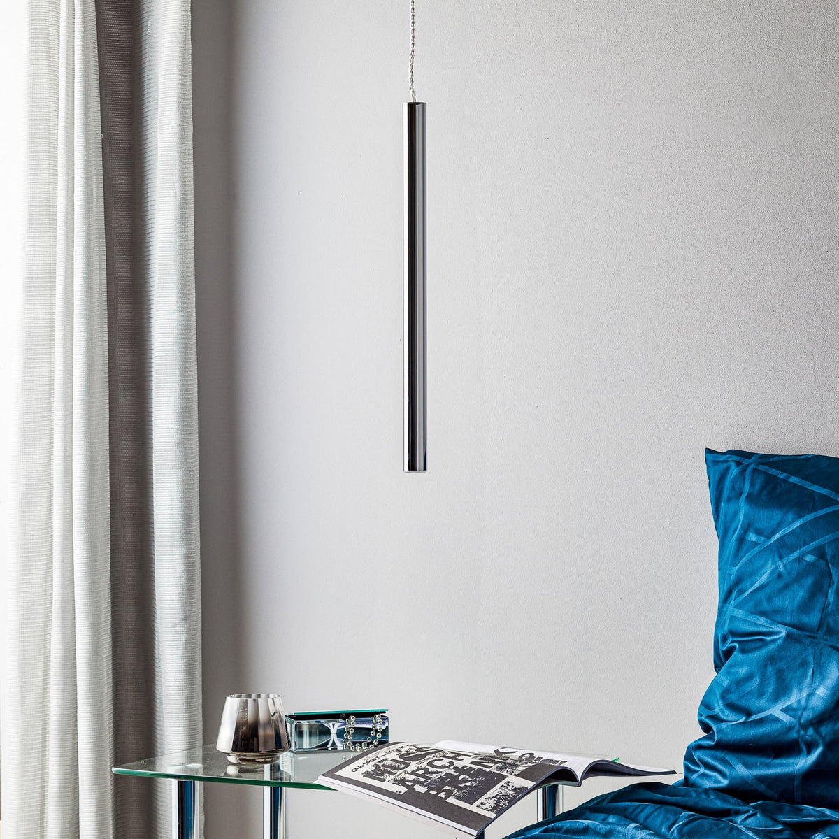 LED pendellampe Varas dimbar krom detalj