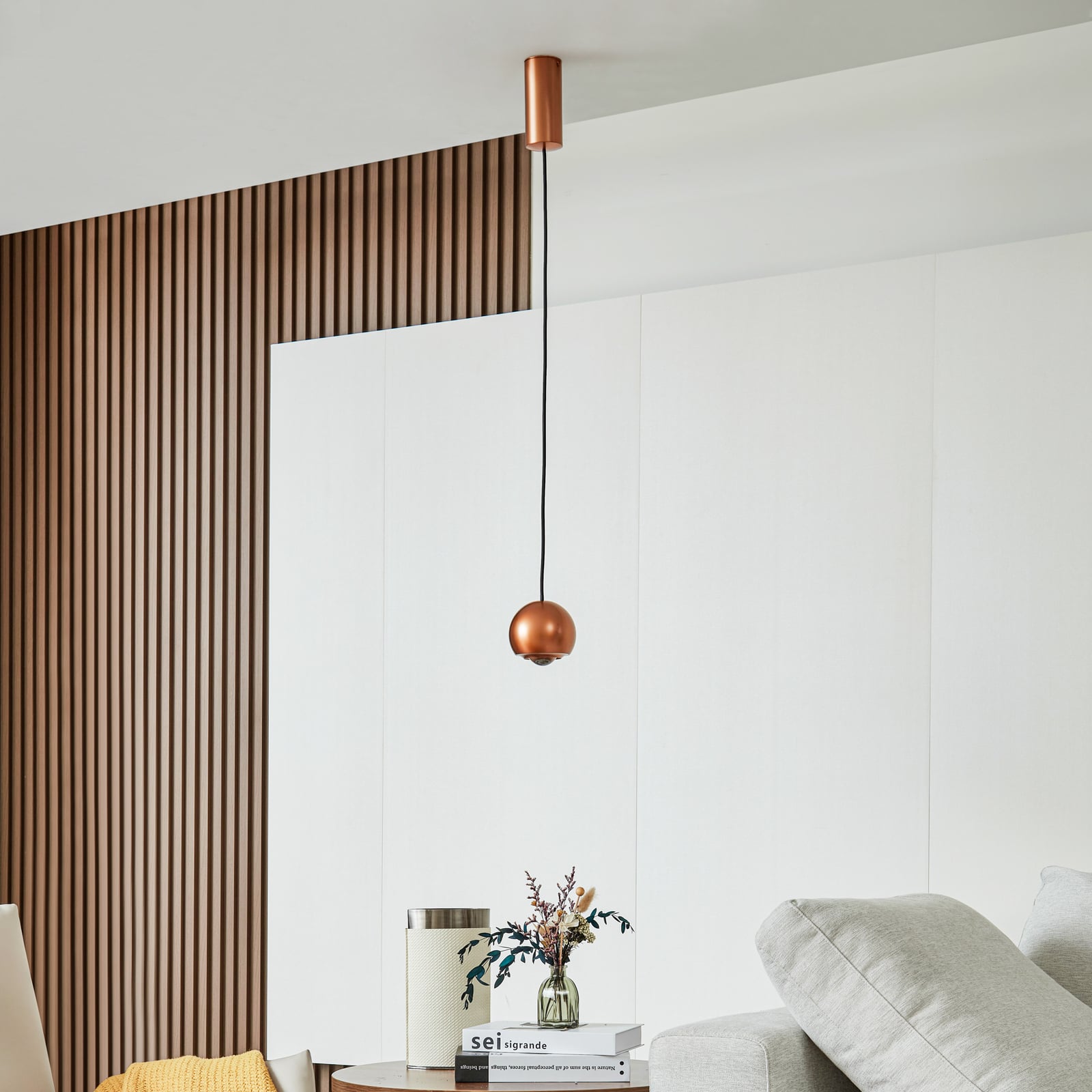 LED pendellampe Varineth kobberfarget aluminium bakside