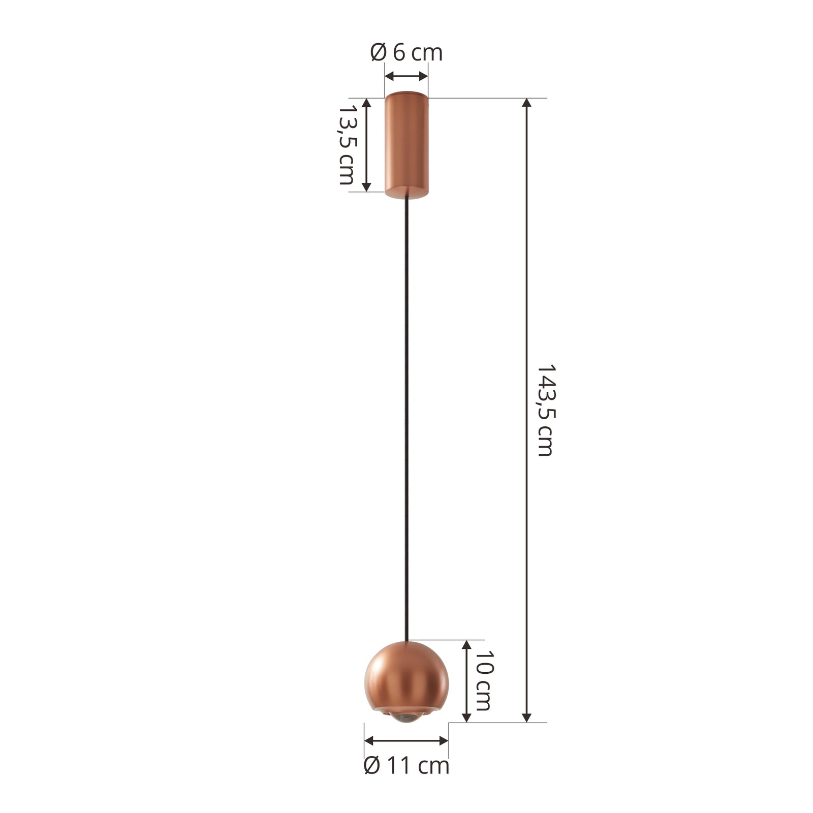 LED pendellampe Varineth kobberfarget aluminium montert