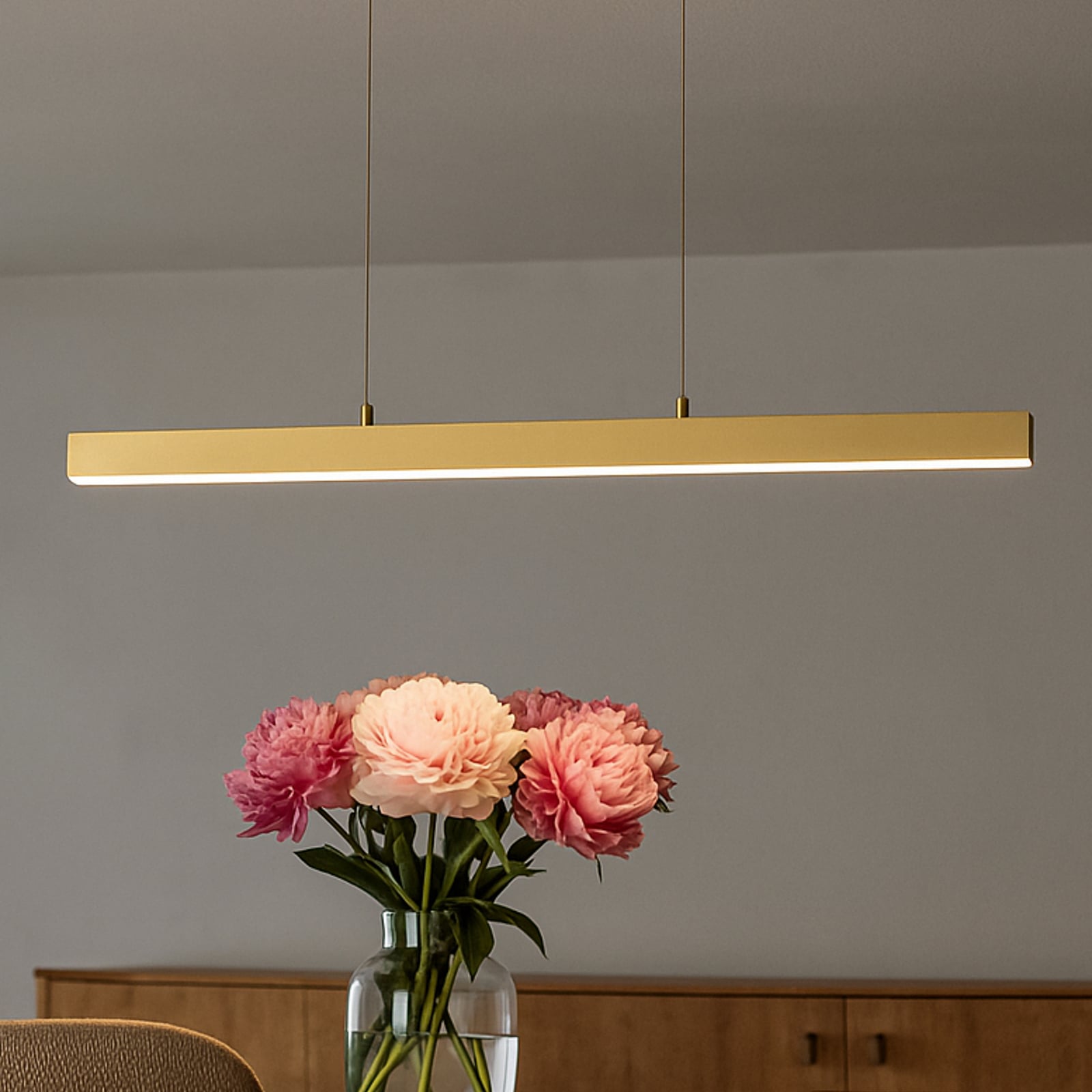 LED pendellampe Vayana sandfarge 190 cm dimbar CCT forfra