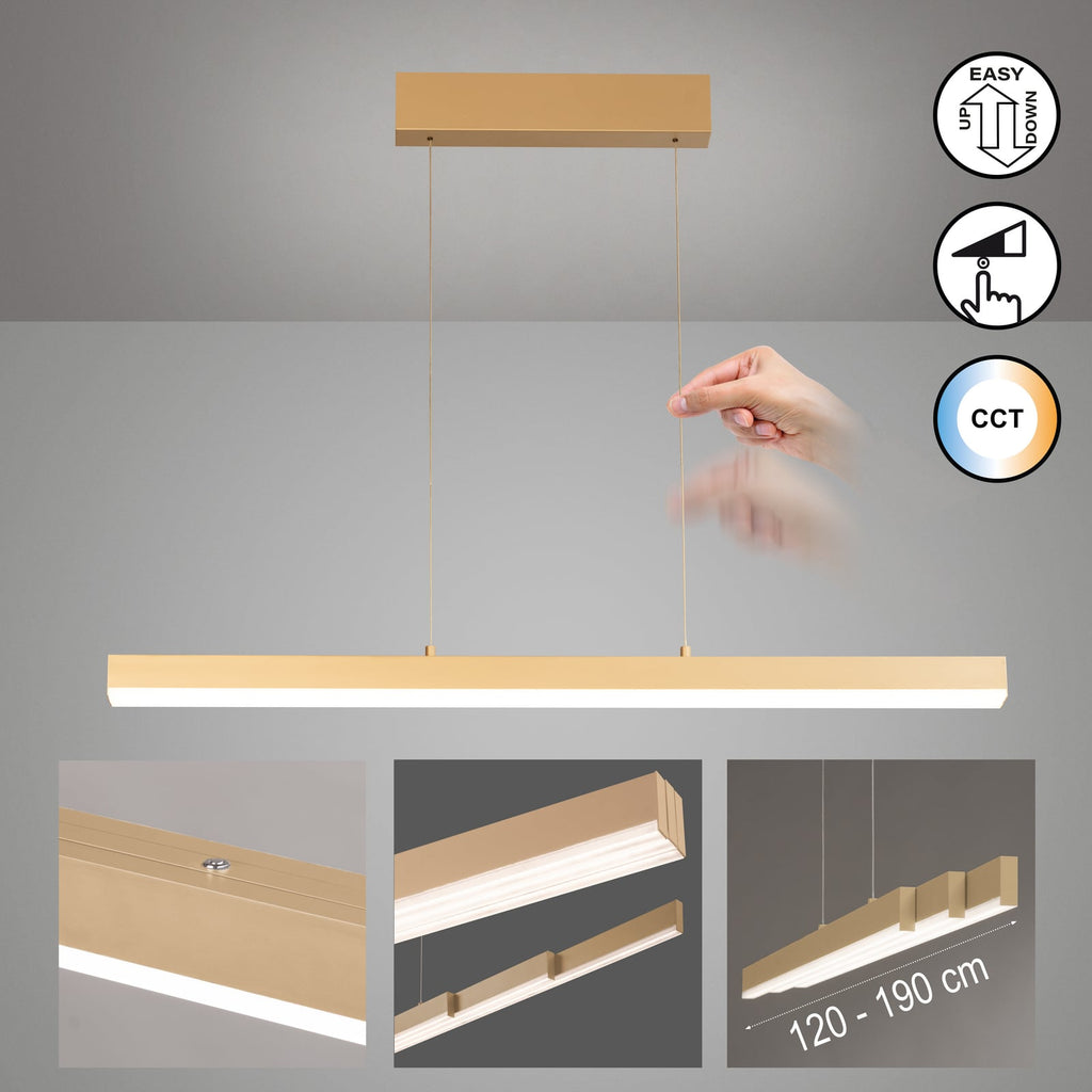 LED pendellampe Vayana sandfarge 190 cm dimbar CCT dimmer detalj