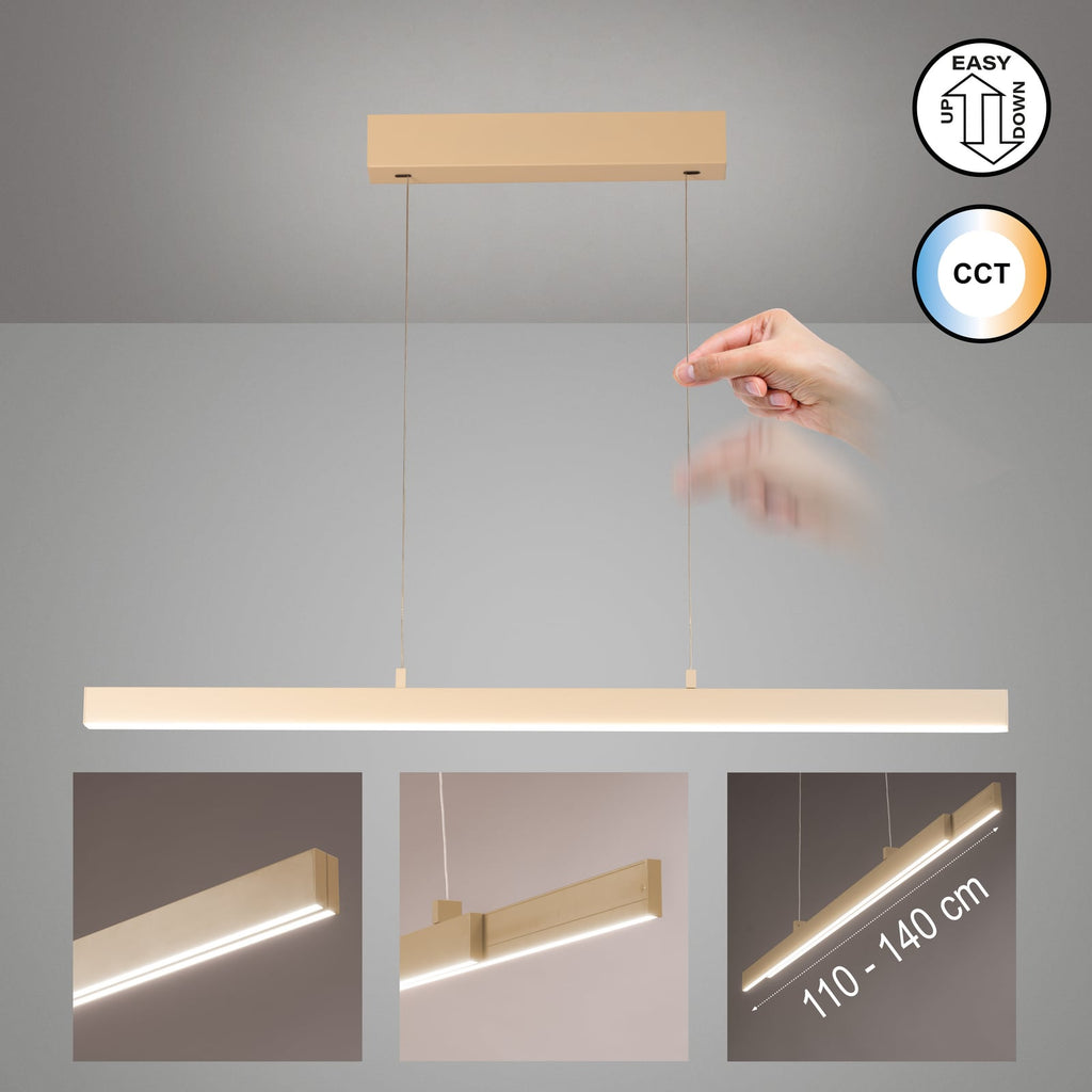LED pendellampe Vayana sand 114 cm fjernkontroll