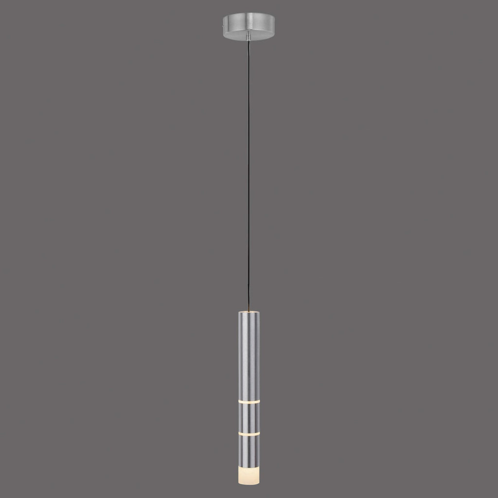 LED pendellampe Vega sylindrisk aluminium Ø5 cm varmhvit detalj av akryl
