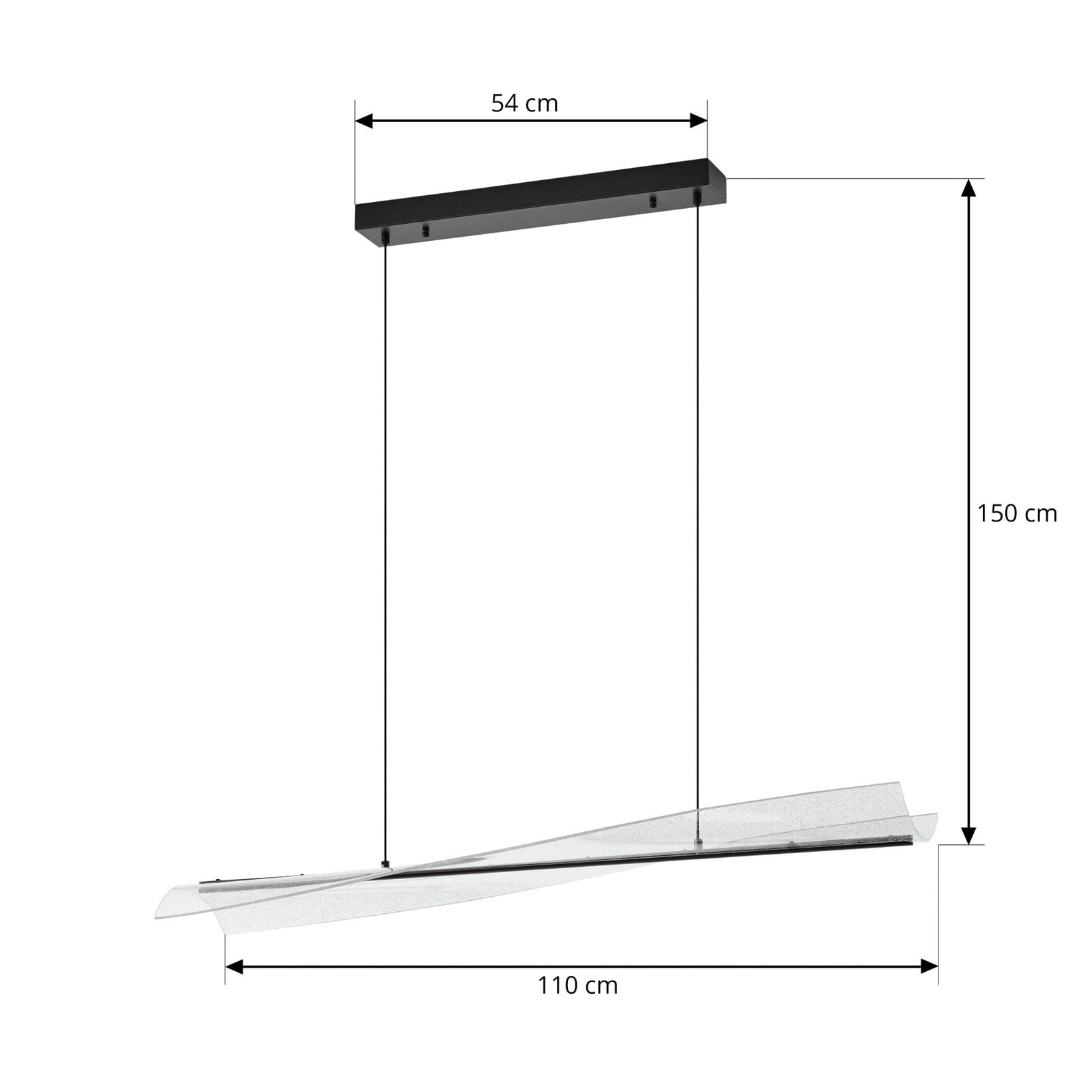 LED pendellampe Vellia svart metall 112 cm detalj