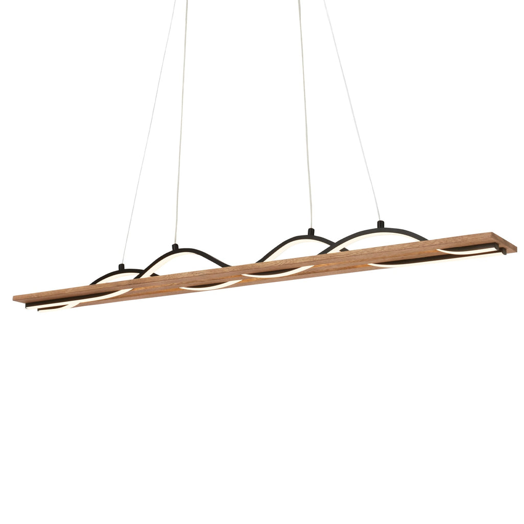 LED pendellampe Vinka 2-lys tre/svart forfra