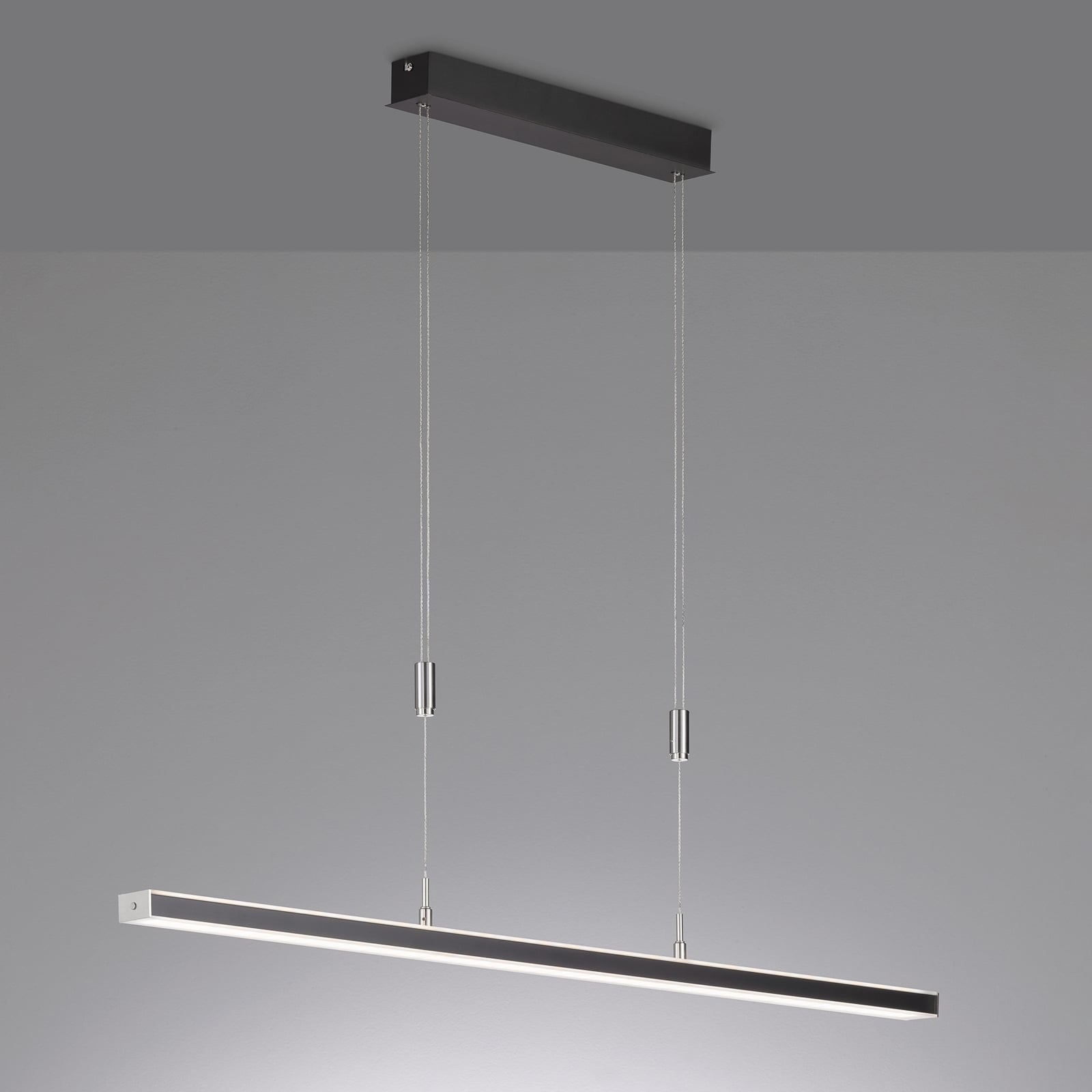 LED pendellampe Vitan 2-lys svart 115 cm dimbar CCT nærbilde av metallfinish