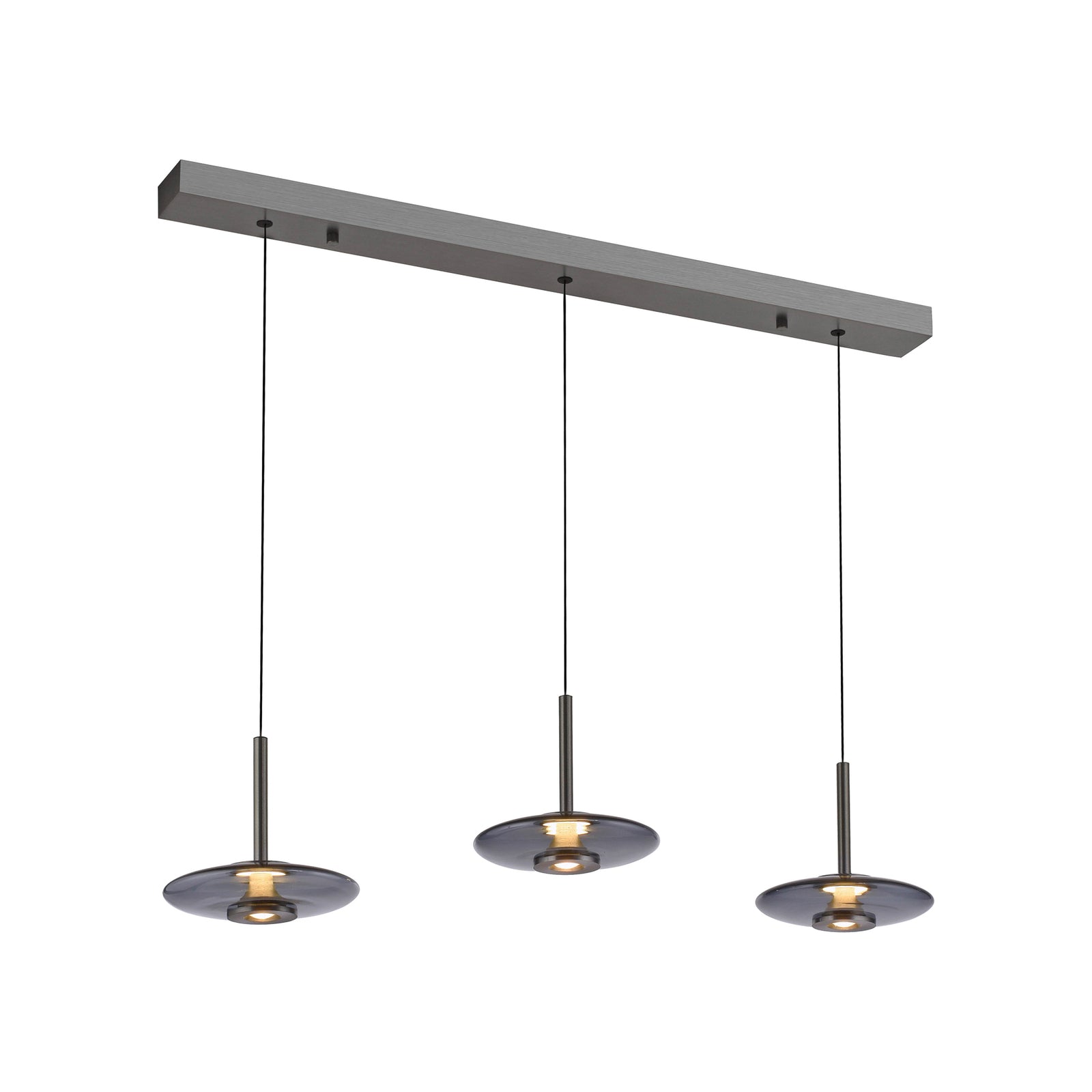 LED pendellampe Vitrum 3-lys glass aluminium montert i rom