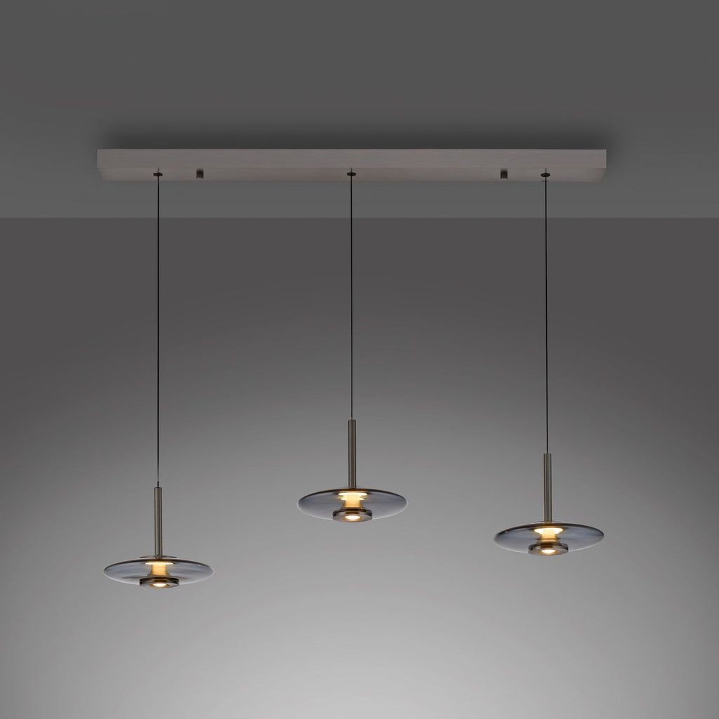 LED pendellampe Vitrum 3-lys glass aluminium justerbar høyde