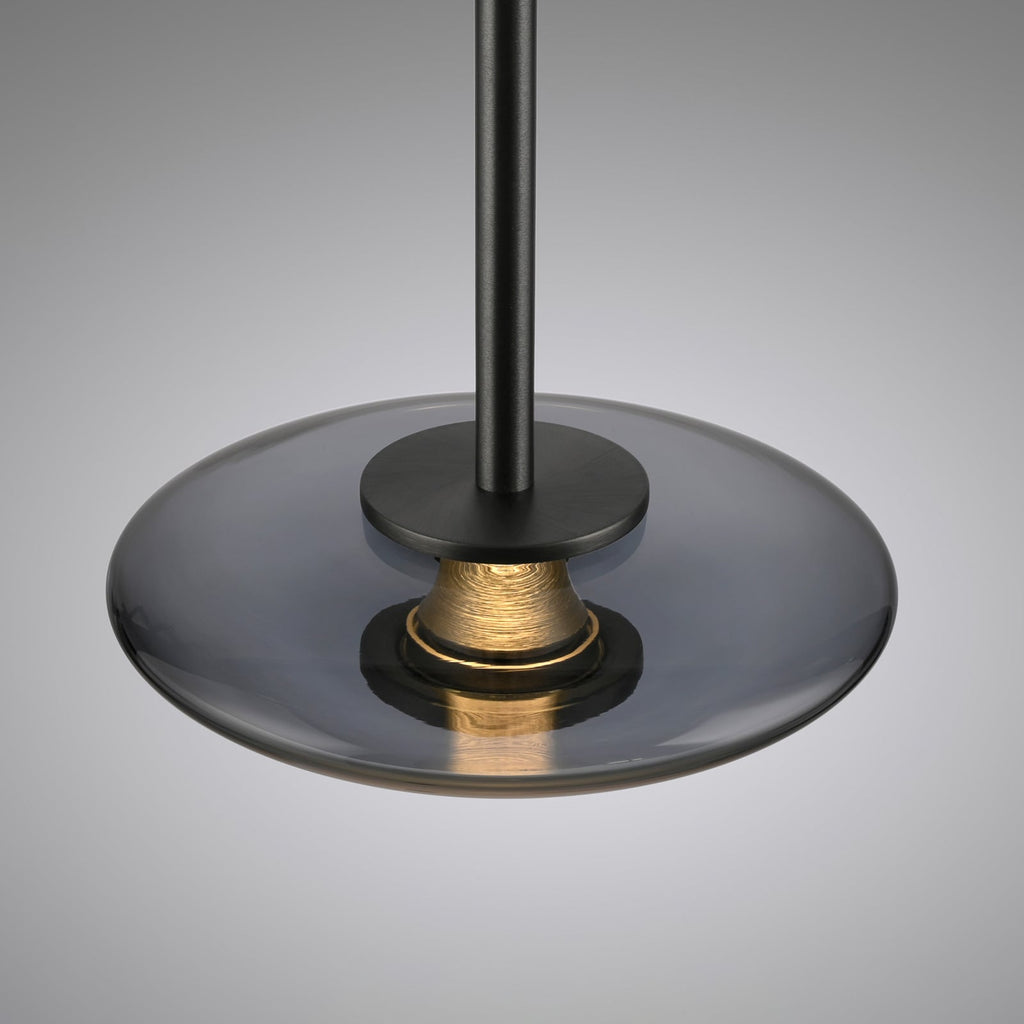 LED pendellampe Vitrum 3-lys glass aluminium lysdetalj