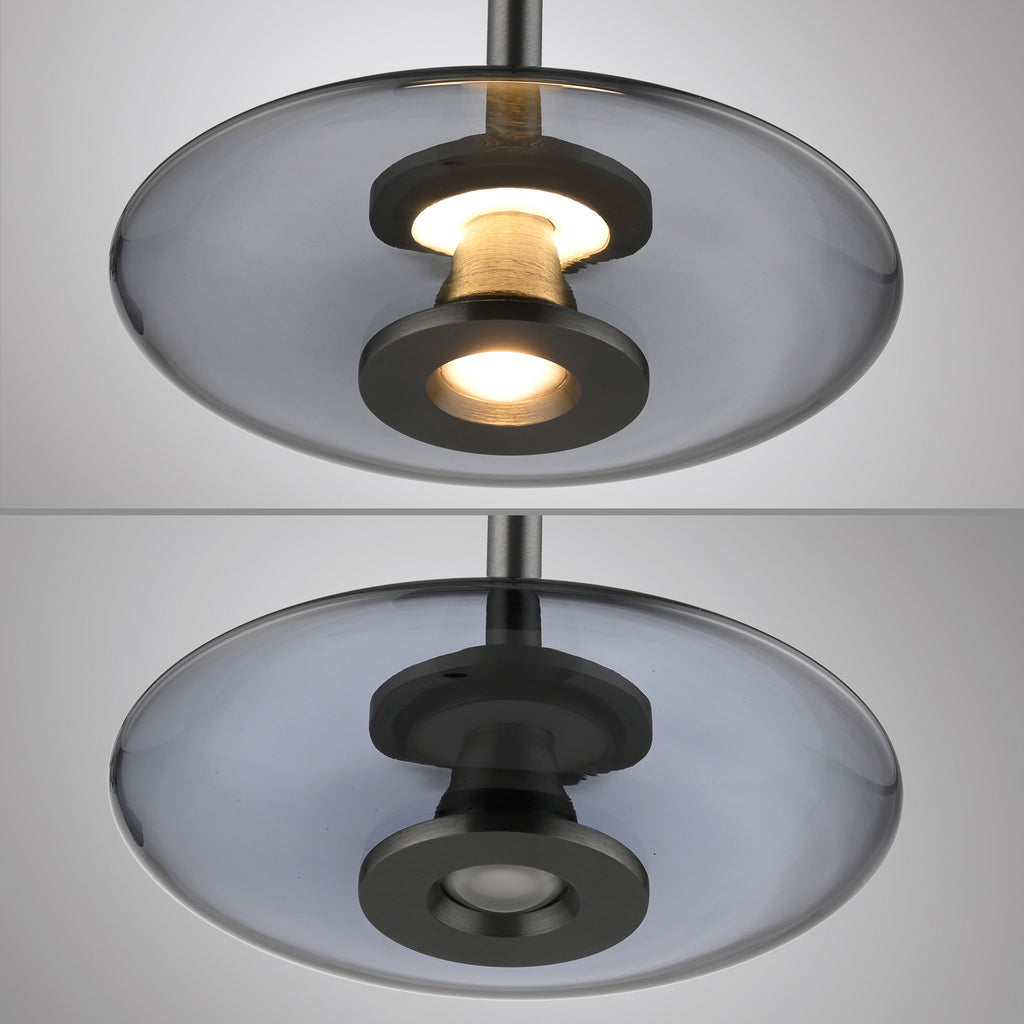 LED pendellampe Vitrum 3-lys glass aluminium aluminiumskropp
