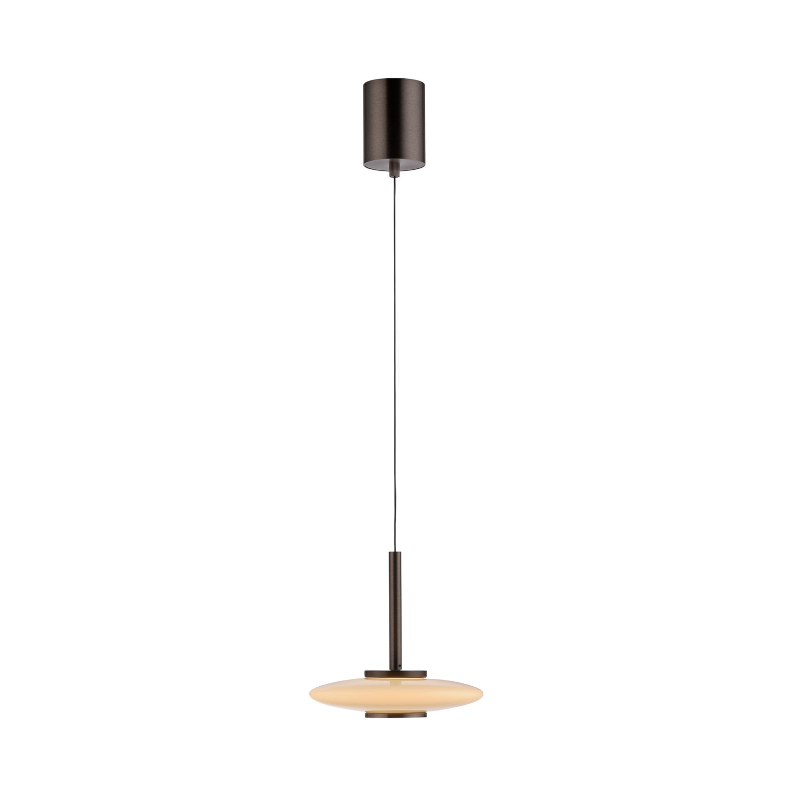 LED pendellampe Vitrum brun opal glass Ø22 cm montert i rom
