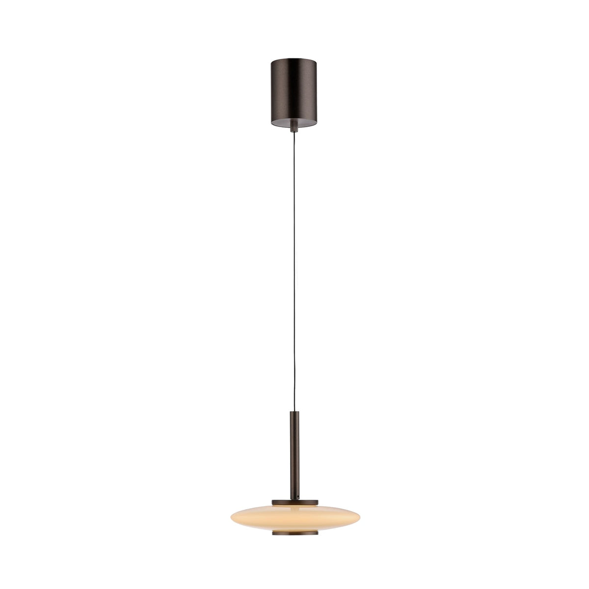 LED pendellampe Vitrum brun opal glass Ø22 cm montert i rom