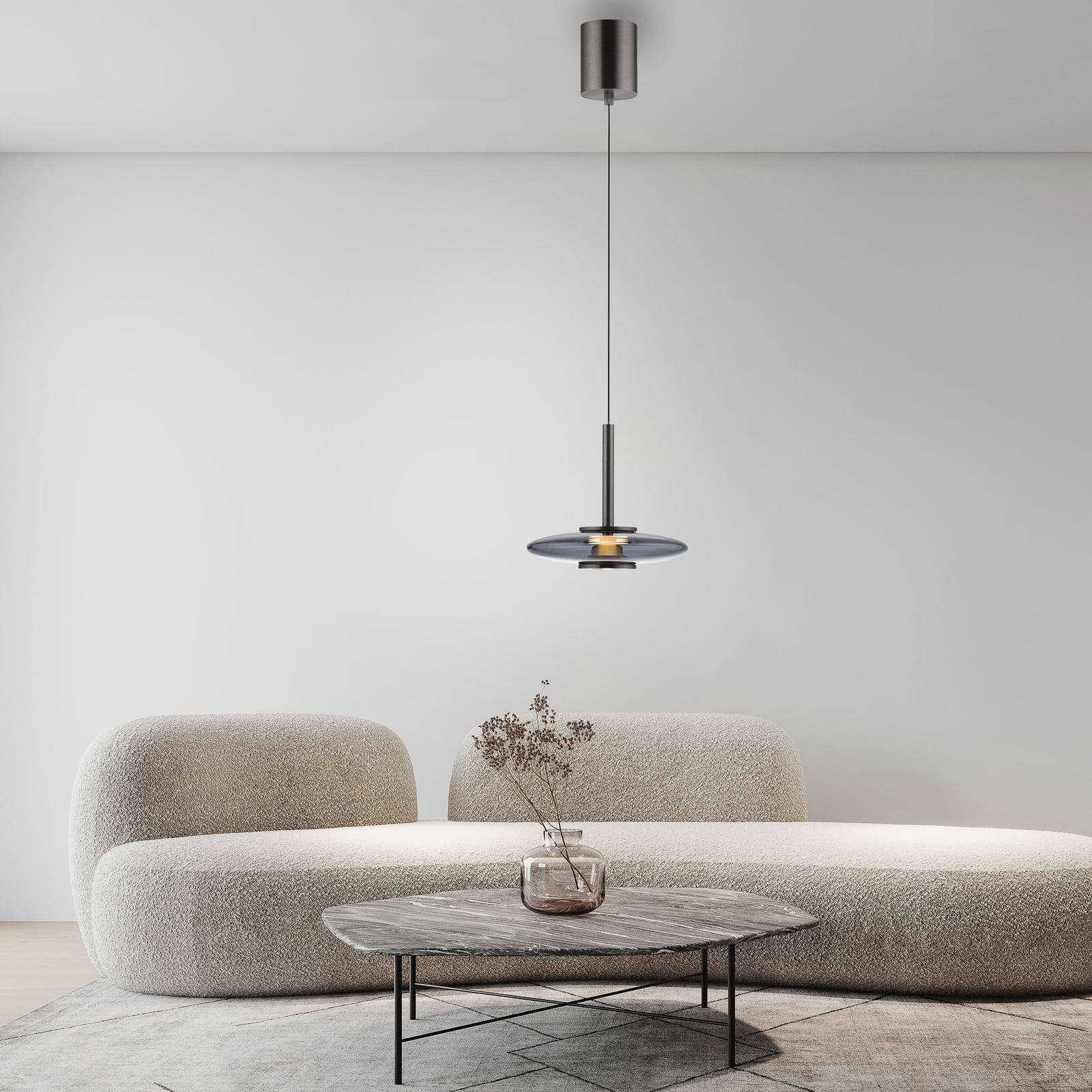 LED pendellampe Vitrum glass aluminium dimbar bakside