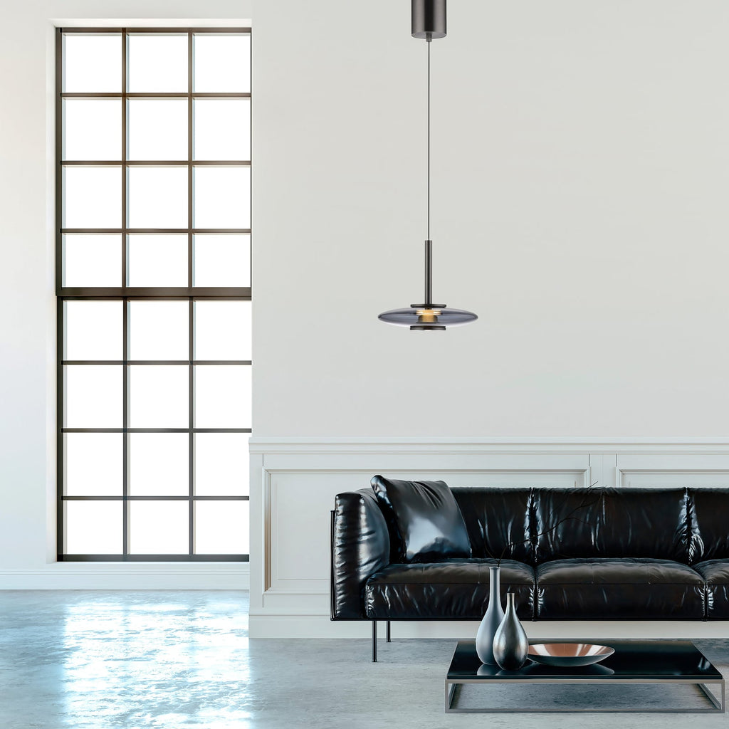 LED pendellampe Vitrum glass aluminium dimbar detalj av glass