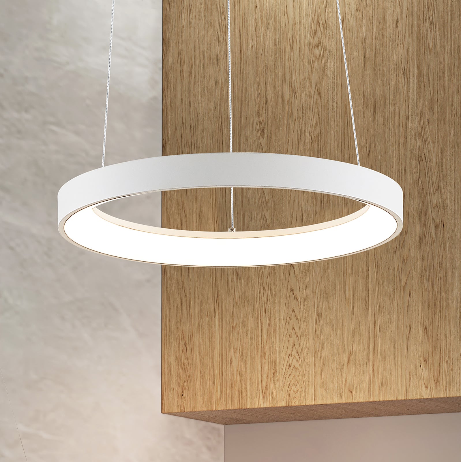 led pendellampe vivy dimbar hvit metall forfra