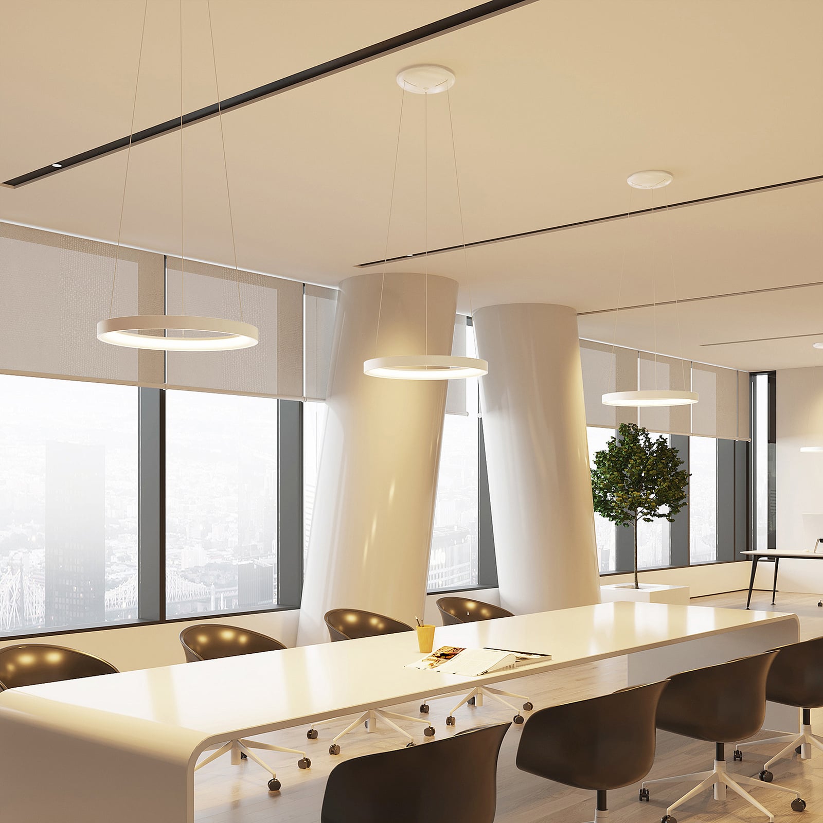 LED pendellampe Vivy hvit metall Ø58 cm bakside