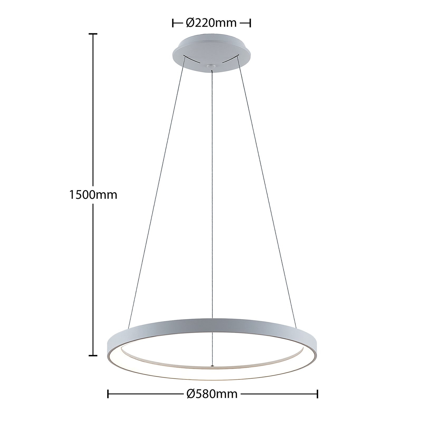 LED pendellampe Vivy hvit metall Ø58 cm nærbilde