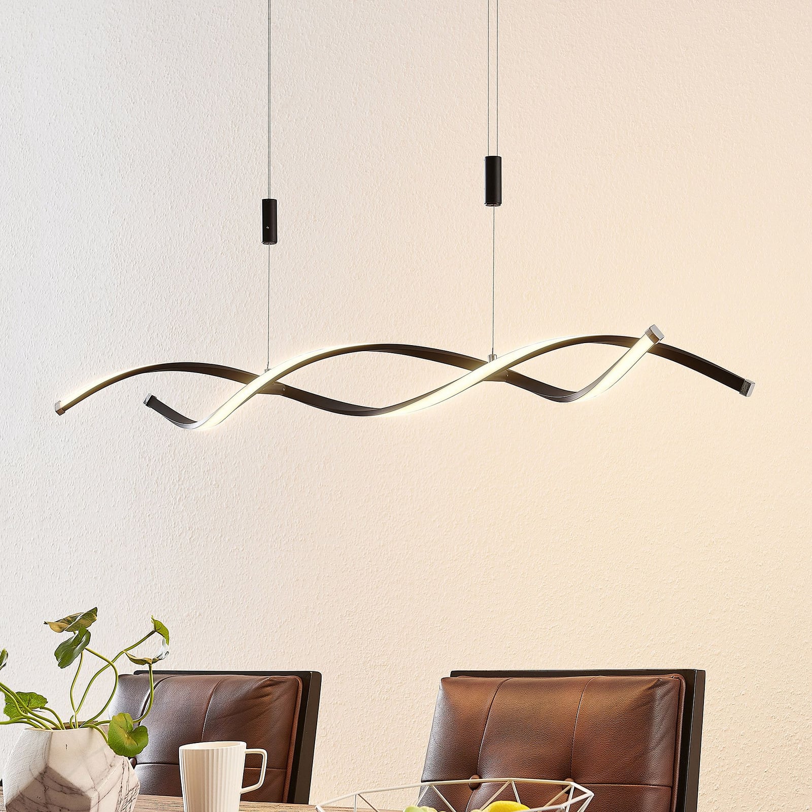 LED pendellampe Welina dimbar høydejusterbar 107 cm svart forfra