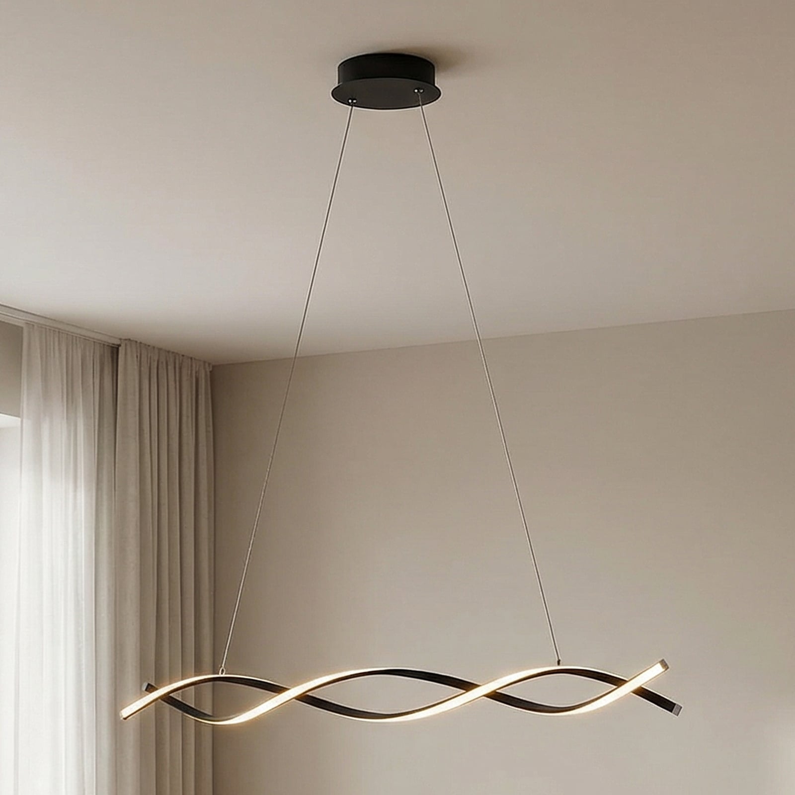 LED pendellampe Welina dimbar høydejusterbar 107 cm svart - Lindby