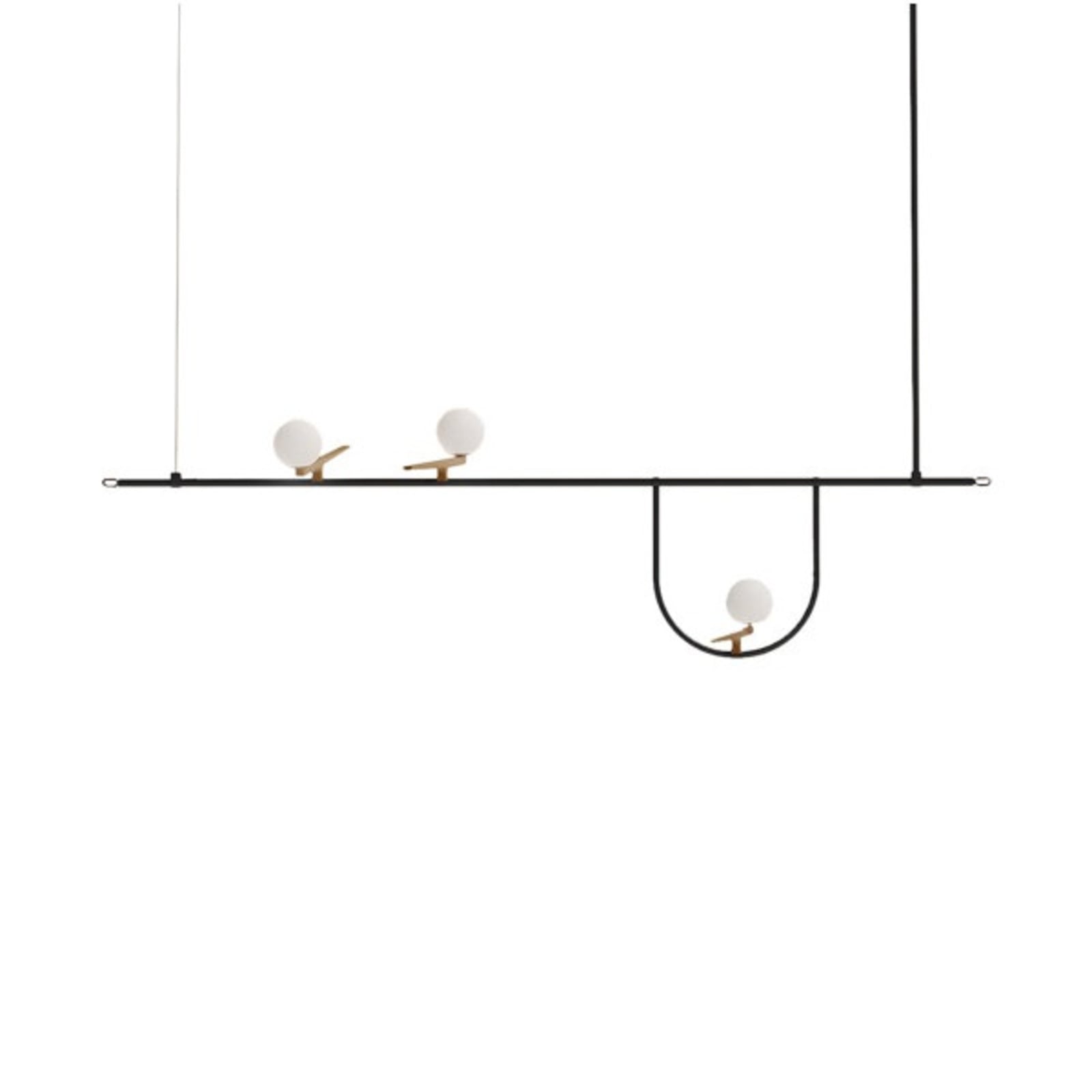 LED pendellampe Yanzi 1 3-lys messing/svart forfra