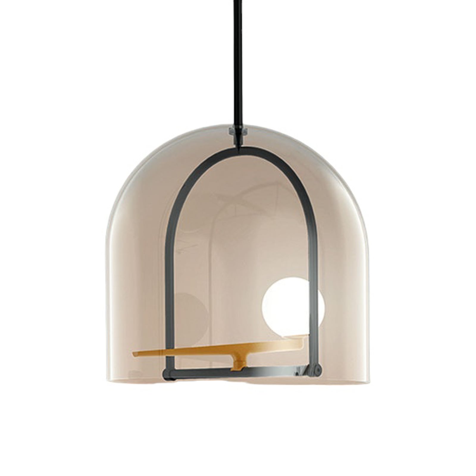 LED pendellampe Yanzi messing og glass dimbar detalj av glasskule