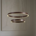 LED pendellampe Yonam 2-lys dimbar CCT Ø60 cm brun forfra