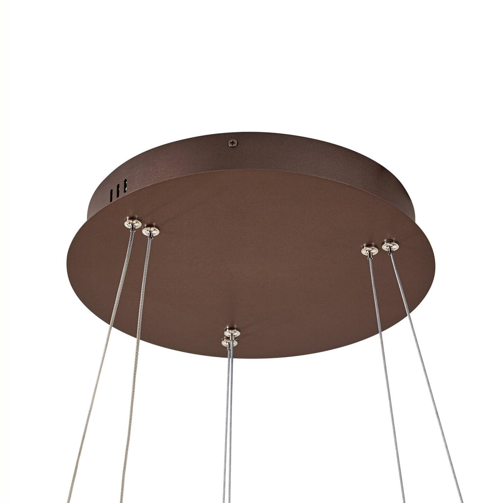 LED pendellampe Yonam 2-lys dimbar CCT Ø60 cm brun lysbilde