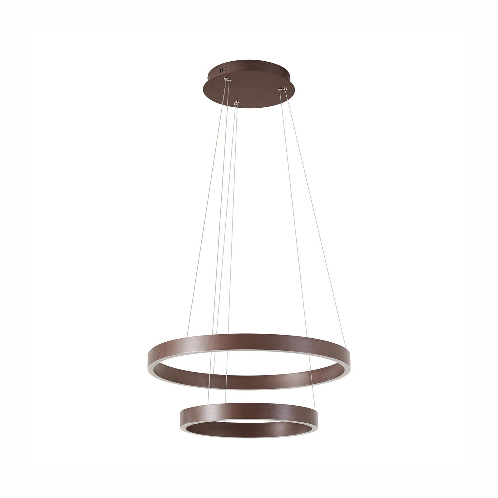 LED pendellampe Yonam 2-lys dimbar CCT Ø60 cm brun nærbilde av lyspære
