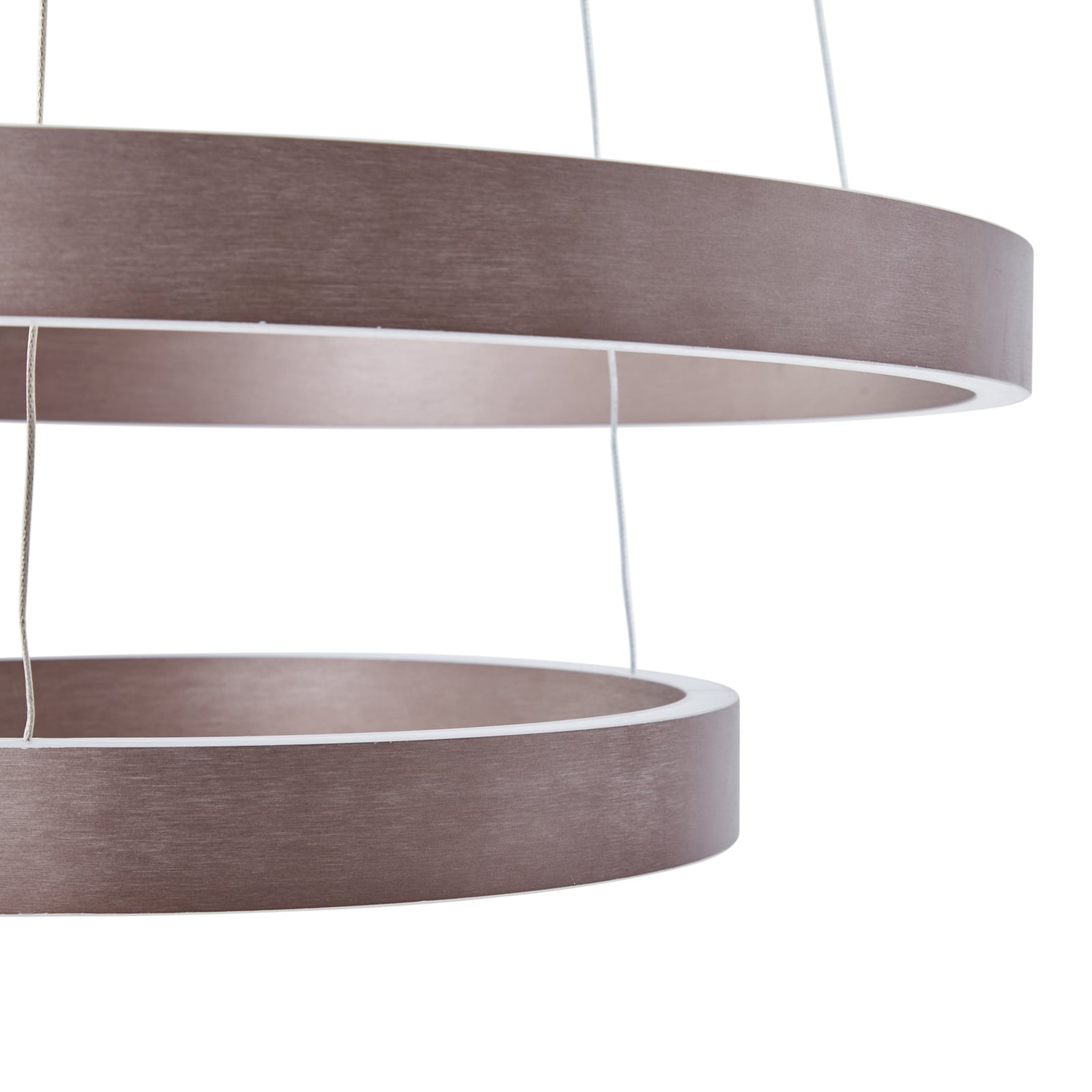 LED pendellampe Yonam 2-lys dimbar CCT brun Ø60 cm WiFi nærbilde av materiale