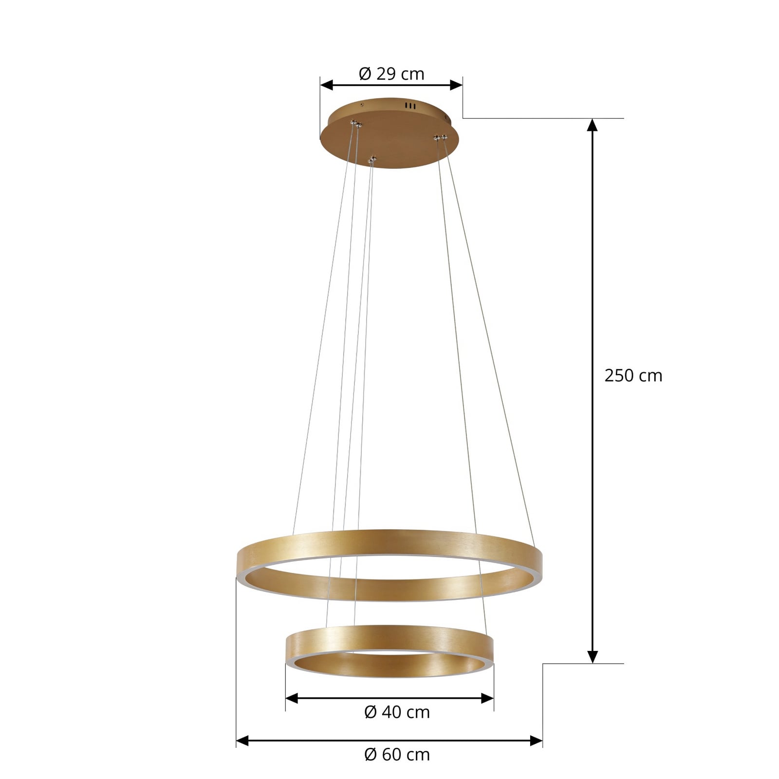 LED pendellampe Yonam 2-lys dimbar detalj gull metall