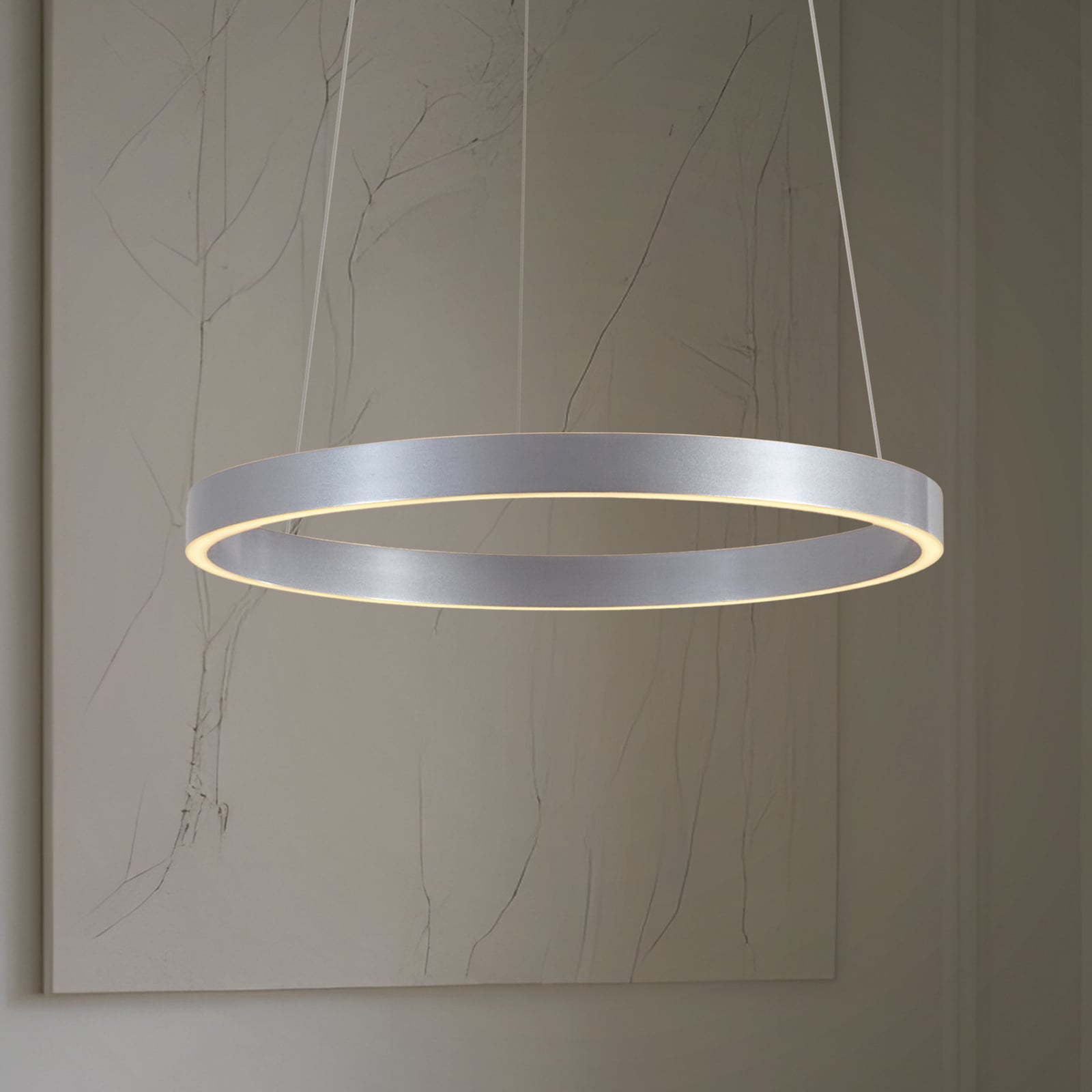 LED pendellampe Yonam dimbar CCT aluminium Ø60 cm forfra