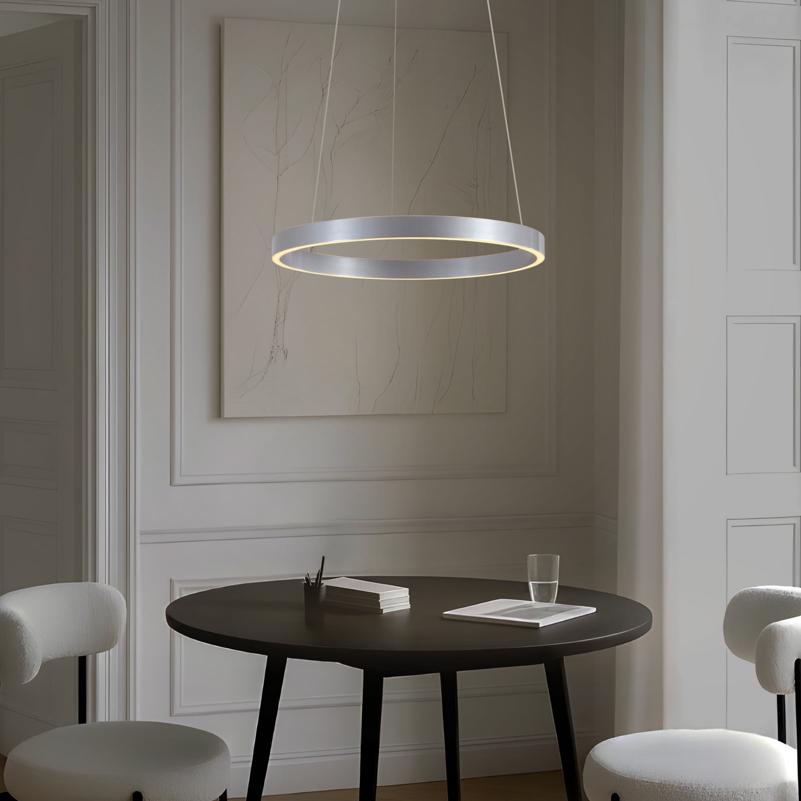 LED pendellampe Yonam dimbar CCT aluminium Ø60 cm bakside