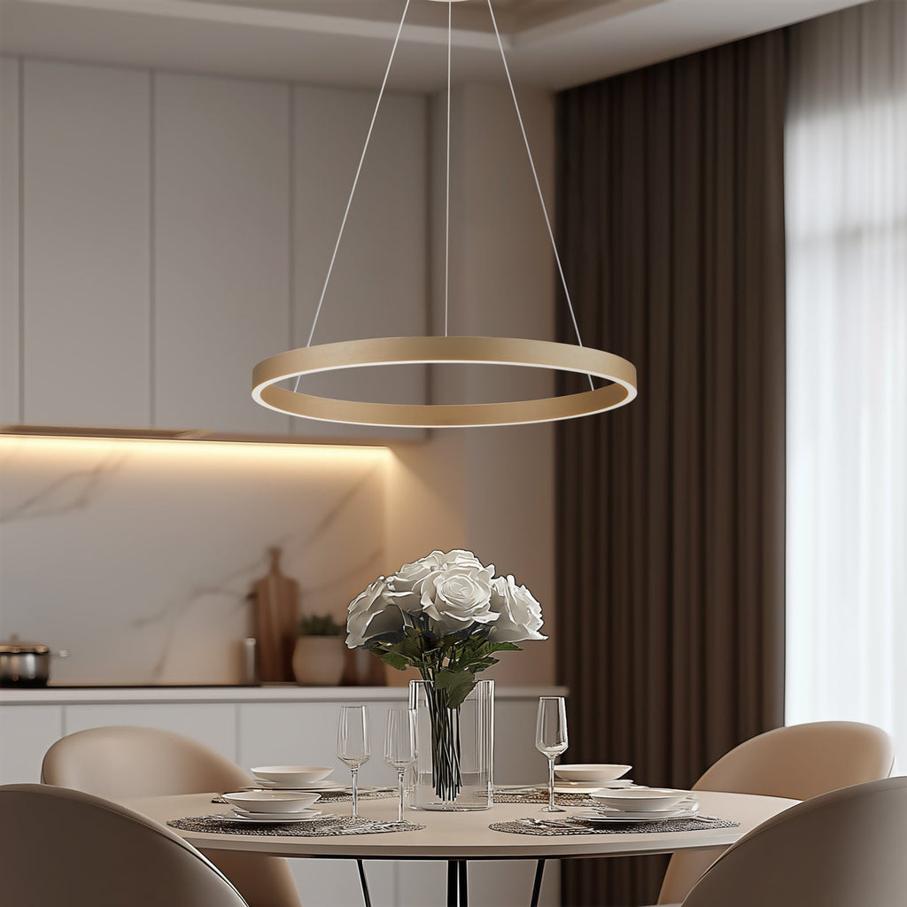 LED pendellampe Yonam dimbar CCT gull Ø60 cm 52W WiFi bakside
